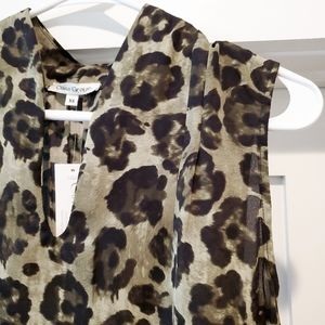 NWT Olivia Graye Green/Black Leopard Tank Top, xs